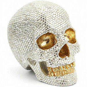 Home Silver Small‎ Size Resin Human Head Halloween Skull Statue